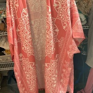 Pink and White tassel Kimono